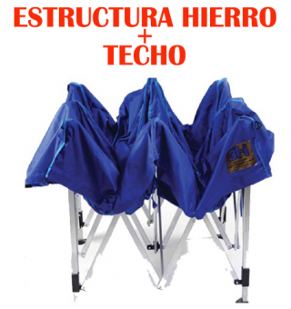 Carpa Plegable o Gazebo 3H - Estructura de Hierro zincado + Techo