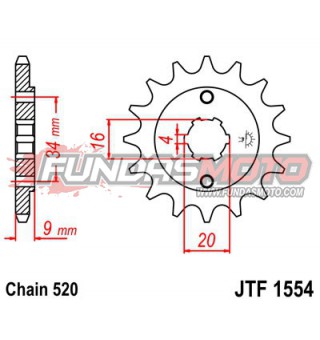 PIÑON JT SPROCKETS JTF1554.14 DIENTES DE ACERO PASO 520